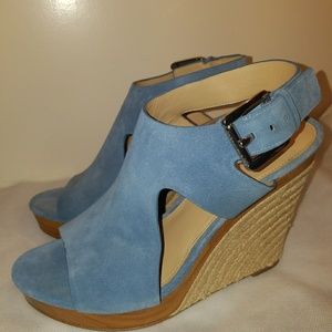 Sz 10 Michael Kors Josephine Blue Suede Wedges